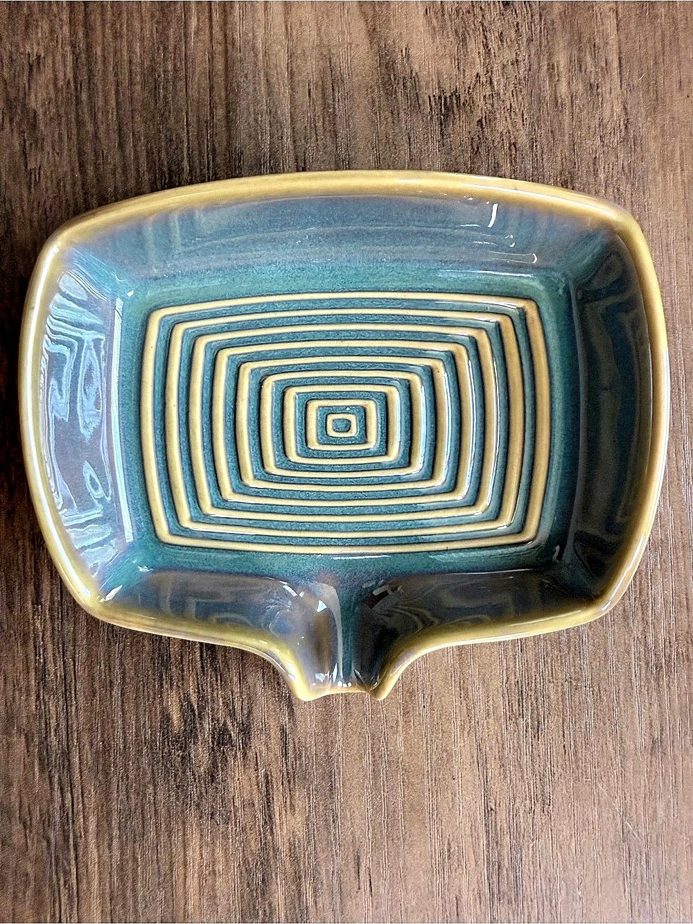 Ceramic Self Draining Dish Soap Holder Waterfall Design - Blue & Green